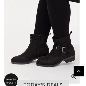 Black Faux Suede Slouchy Moto